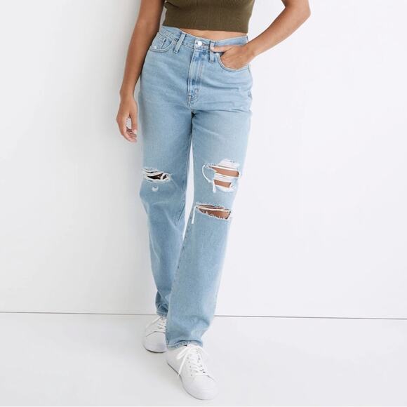 Madewell The Baggy Straight Jeans In Earlhurst Wash Ripped Edition - Picture 1 of 7